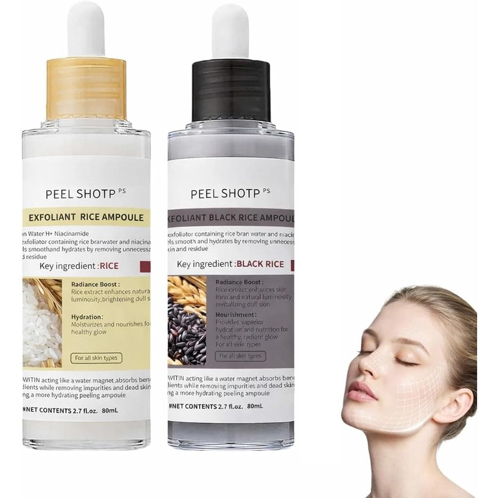 Lumeva Peel Shot Esfoliante Facial Coreano - Sérum Esfoliante de Arroz Preto e Branco, Limpeza Profunda dos Poros e Crav