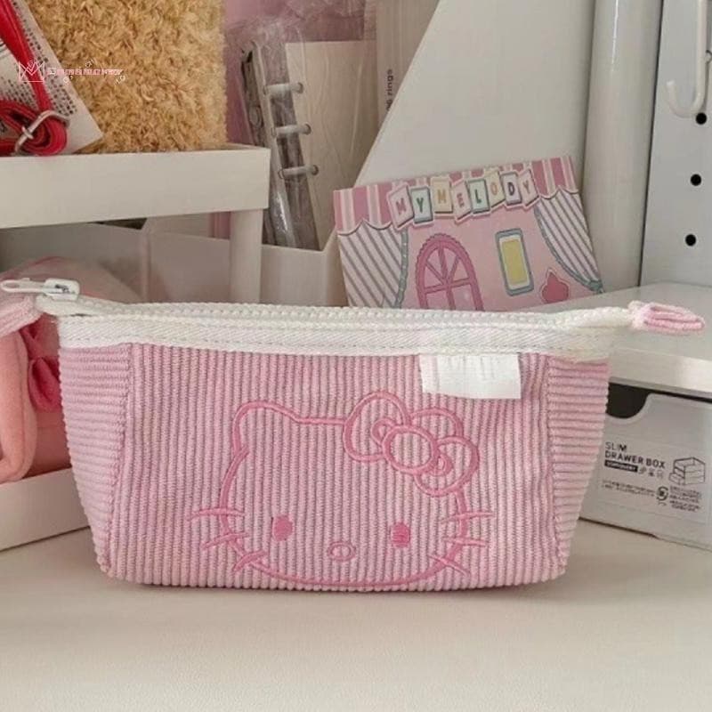 Awgwgs Hello Kitty Lápis Bolsa Bonito Dos Desenhos Animados De Alta Capacidade Papelaria Storager Moda Material Escolar