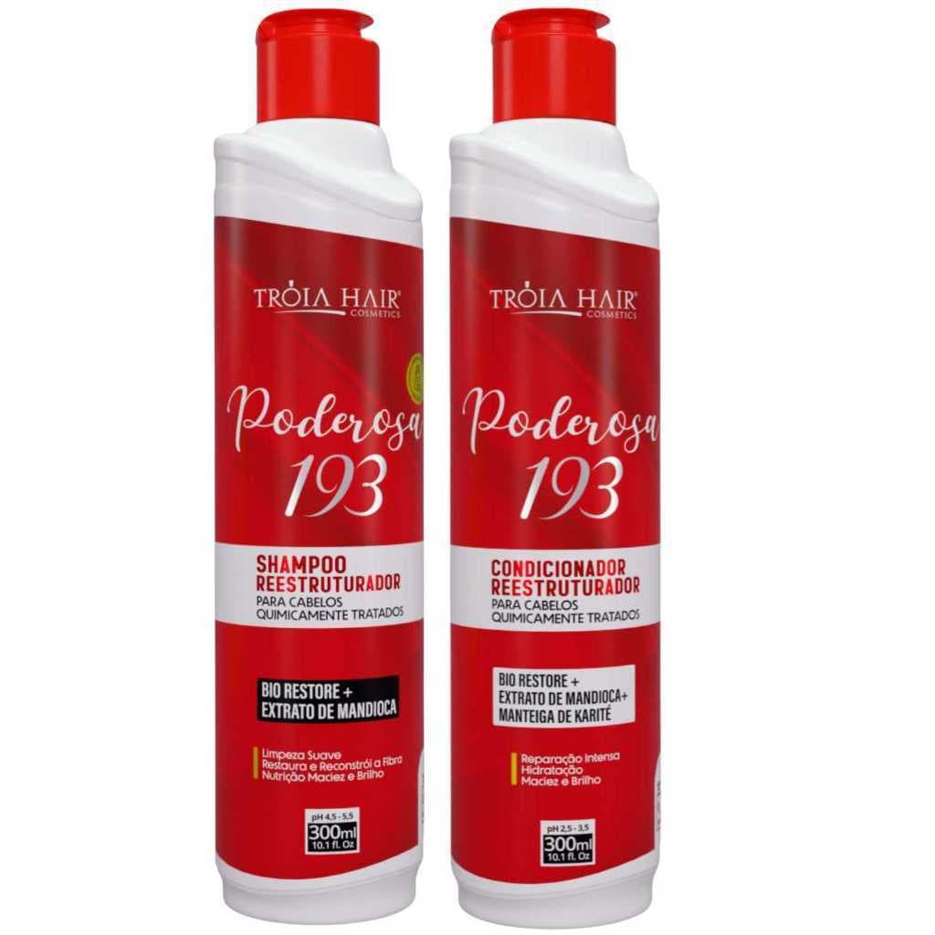 Shampoo e Condicionador Poderosa 1.9.3 300ml Tróia Hair – Limpeza Profunda e Hidratação Intensiva