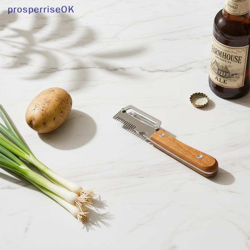 [newpros] Descascador De Vegetais 3 Em 1 Com Borda Serrilhada E Cabo De Madeira Para Soluções Simples De Cozinha [pubr]
