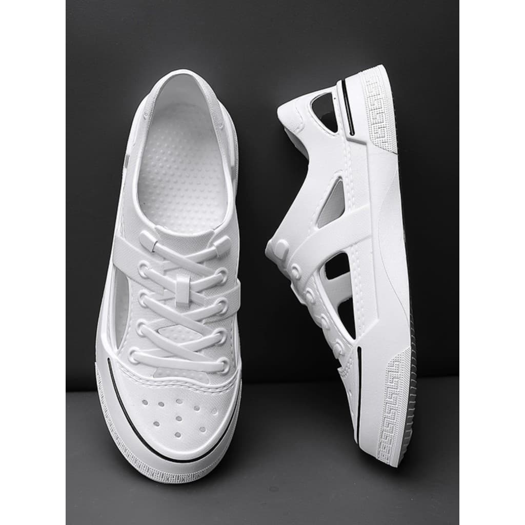 Sandálias masculinas verão exterior usar sola macia Toe-coberto condução buraco sapatos masculinos antiderrapante oco re