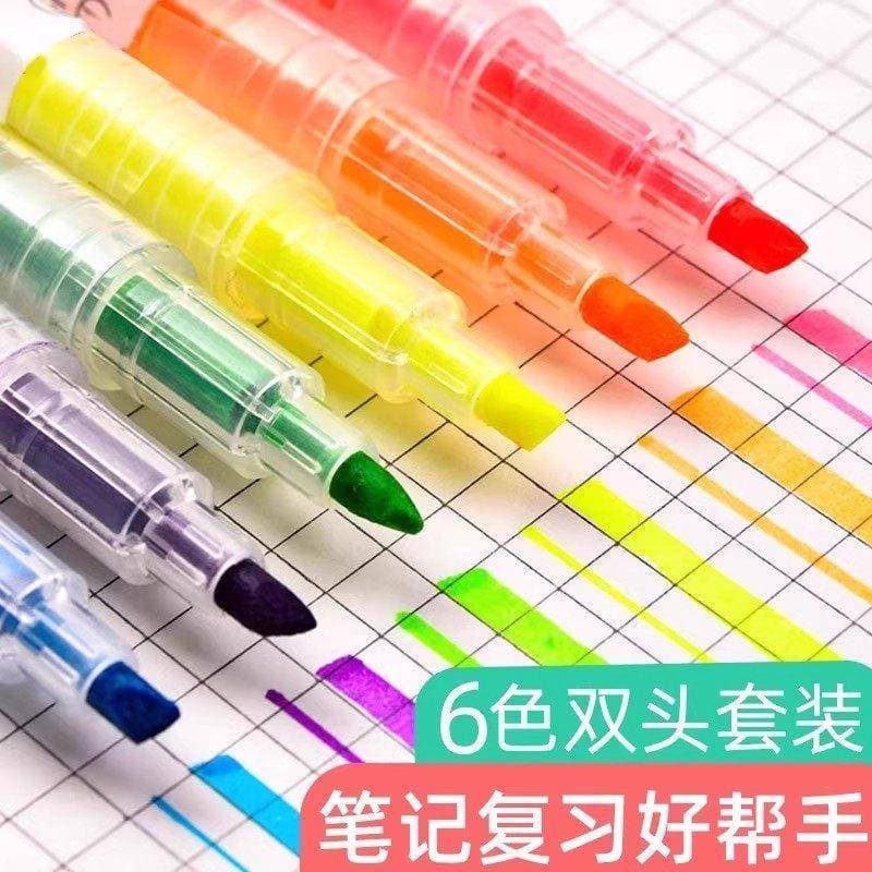 Marcador de duas cabeças colorido marcador de duas cabeças marcador chave estudante Graffiti manual caneta oblíqua aquar