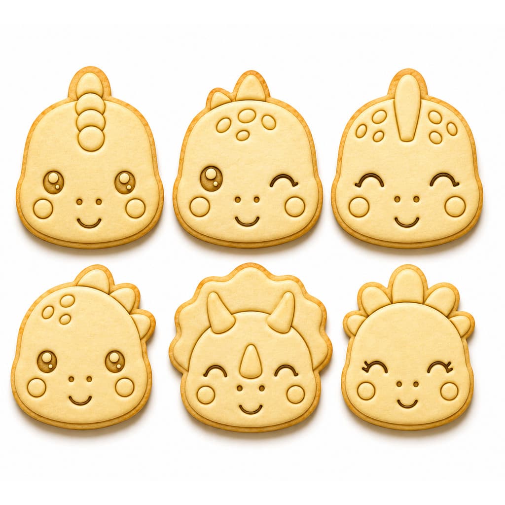 Kit 06 Cortadores de Biscoitos Cookie Dinossauro Baby Fofo