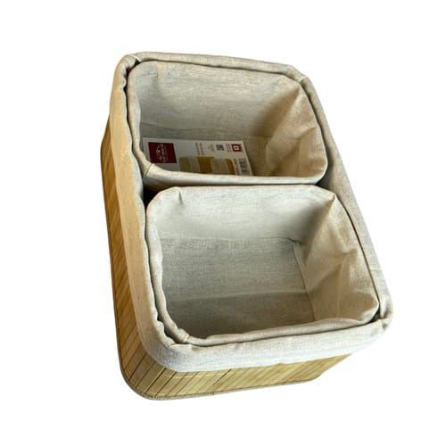 Kit Cestos Organizadores Bambu Conjunto 3 Peças Organizador Casa Cozinha Banheiro