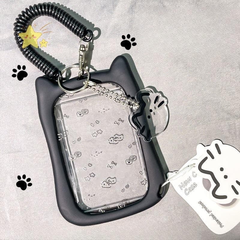 Porta-cartões de Foto com Orelhas de Gato, Estojo de Cartão de Refeição para Estudantes, Mochila de Couro