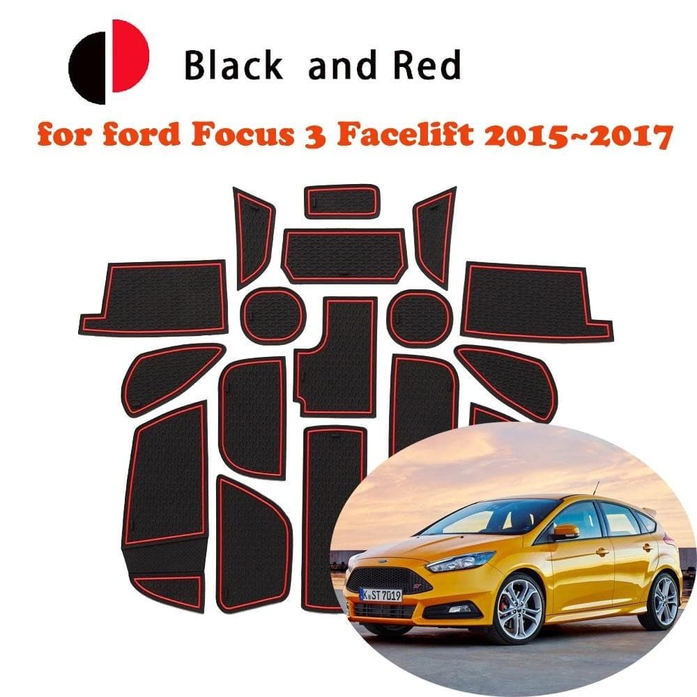 Copo De Ranhura De Porta De Tapete Antiderrapante De Borracha Para Ford Focus 3 Facelift RS ST 2015 ~ 2017 Almofada Slot