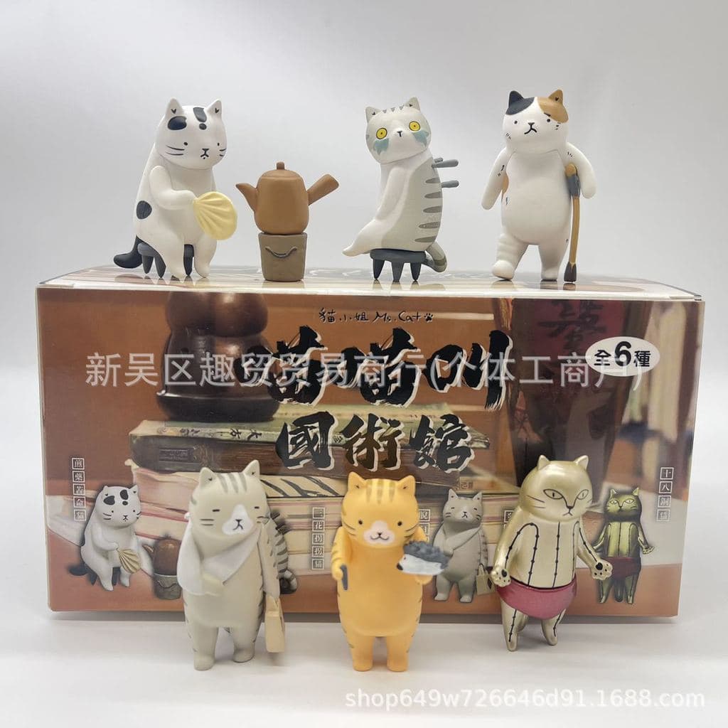 Novo Brinquedo da Moda em Caixa Surpresa: Estatueta de Gato com Tema de Acupuntura da Tradicional Chinesa, Orna
