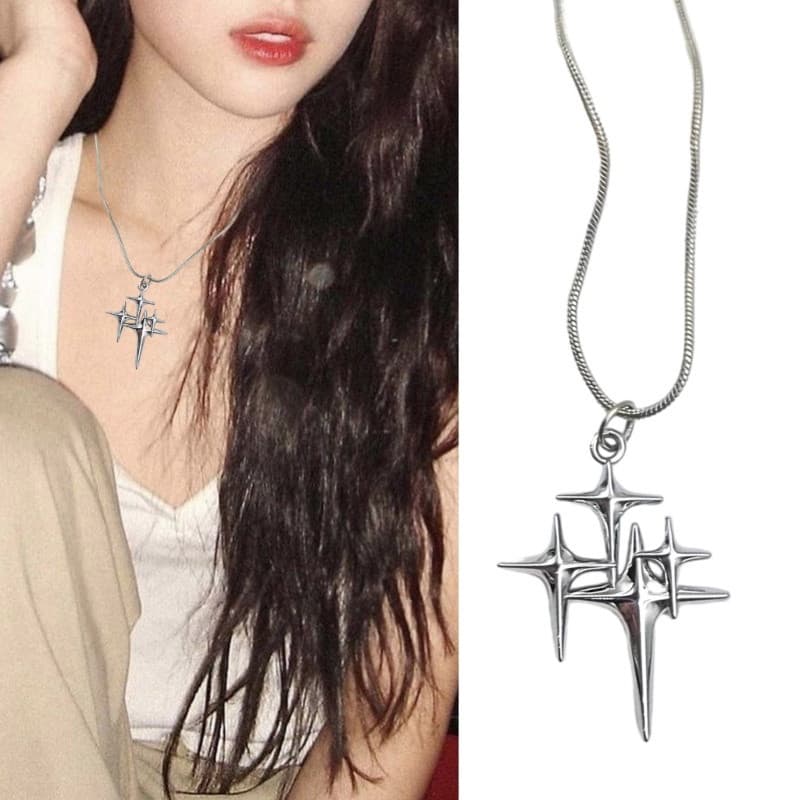 Colar De Estrela De Quatro Pontas Estone Ajustável Crucifixo Gargantilha Corrente De Clavícula
