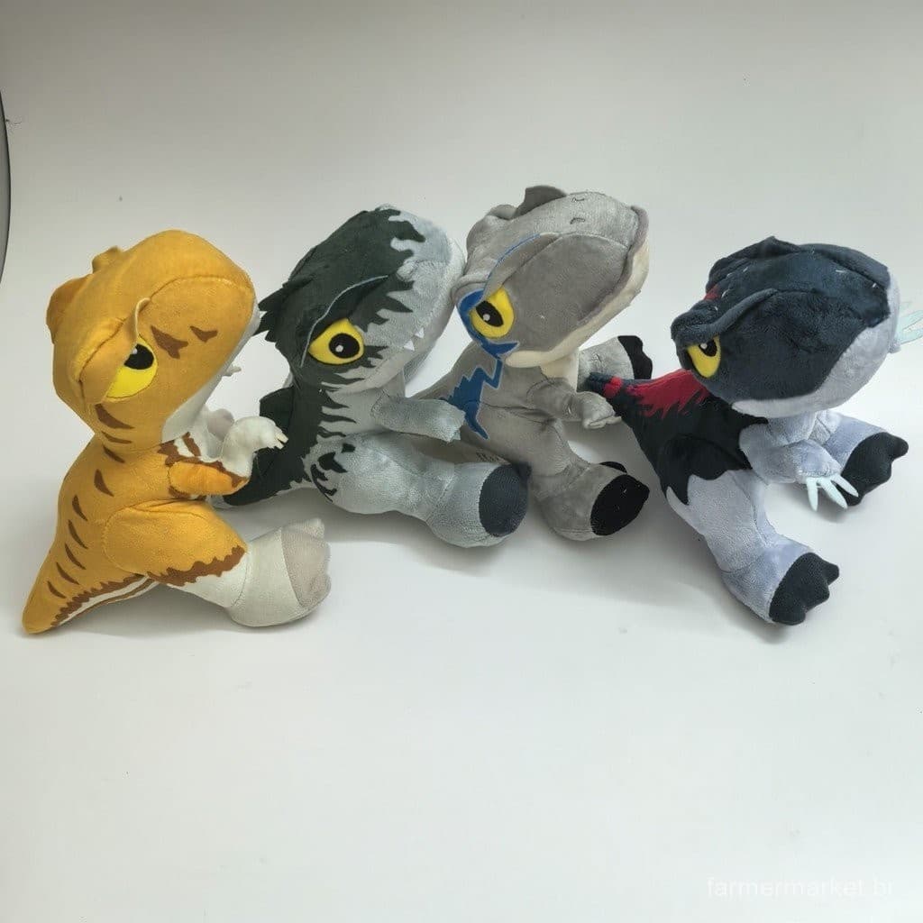 Brinquedo de Pelúcia Velociraptor Tiranossauro Rex Jurassic Park Presente de Aniversário para Crianças