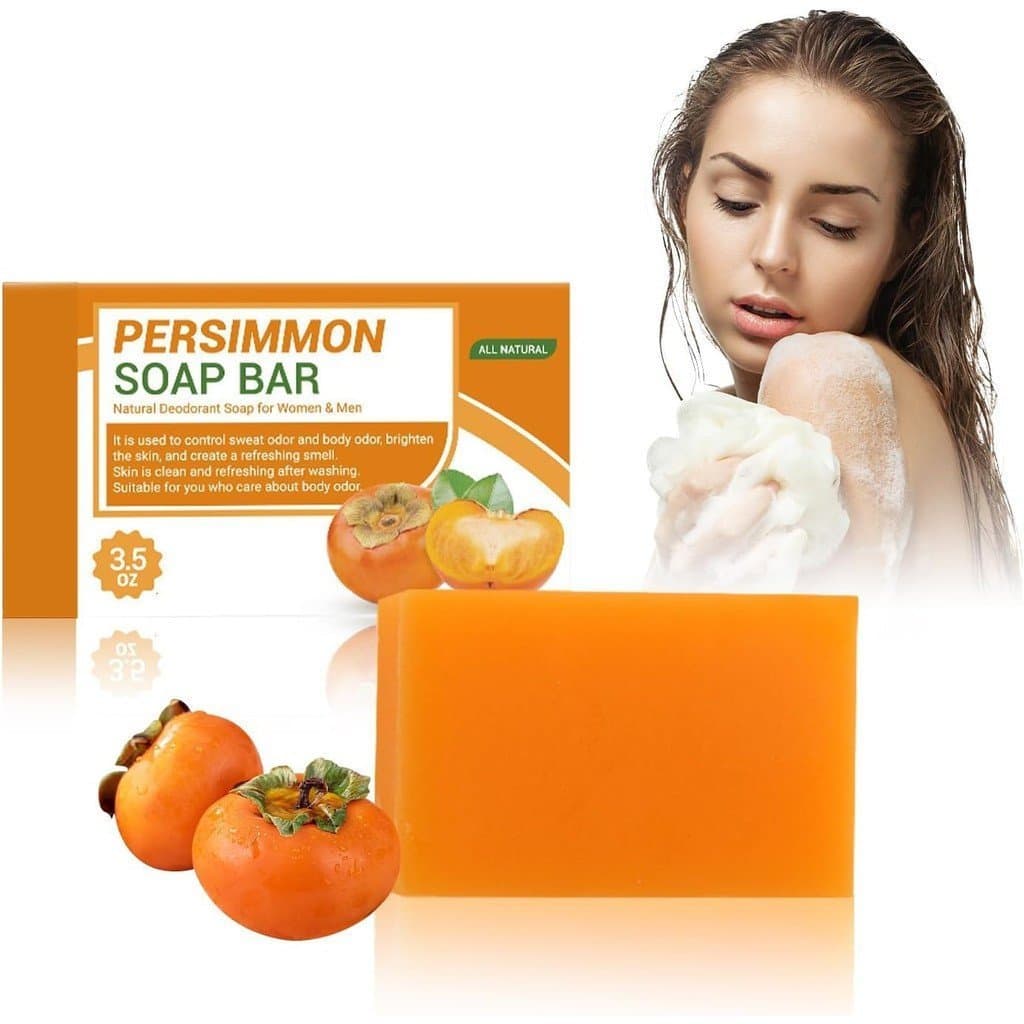 Sabonete Artesanal Natural de Caqui Japonês, Desodorante Antitranspirante, Adequado para Rosto e Corpo, Ilumina o Tom da