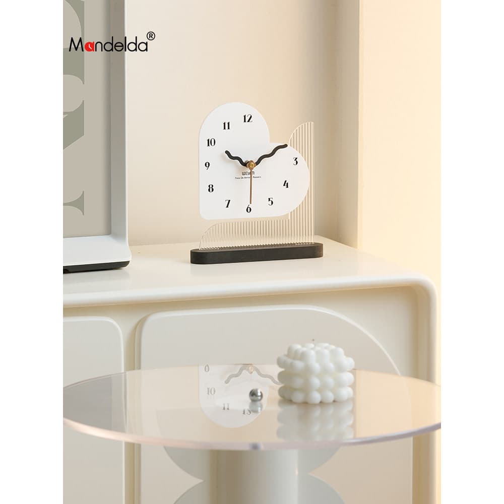 Mandelda relógio de mesa em formato de coração, decorações para sala de estar, entrada de casa, armário de TV, decoração