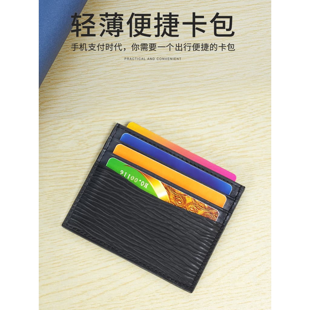 Porta-cartões de visita pequeno e fino, couro genuíno masculino, portátil, porta-cartões multicartões, ultrafino, pequen