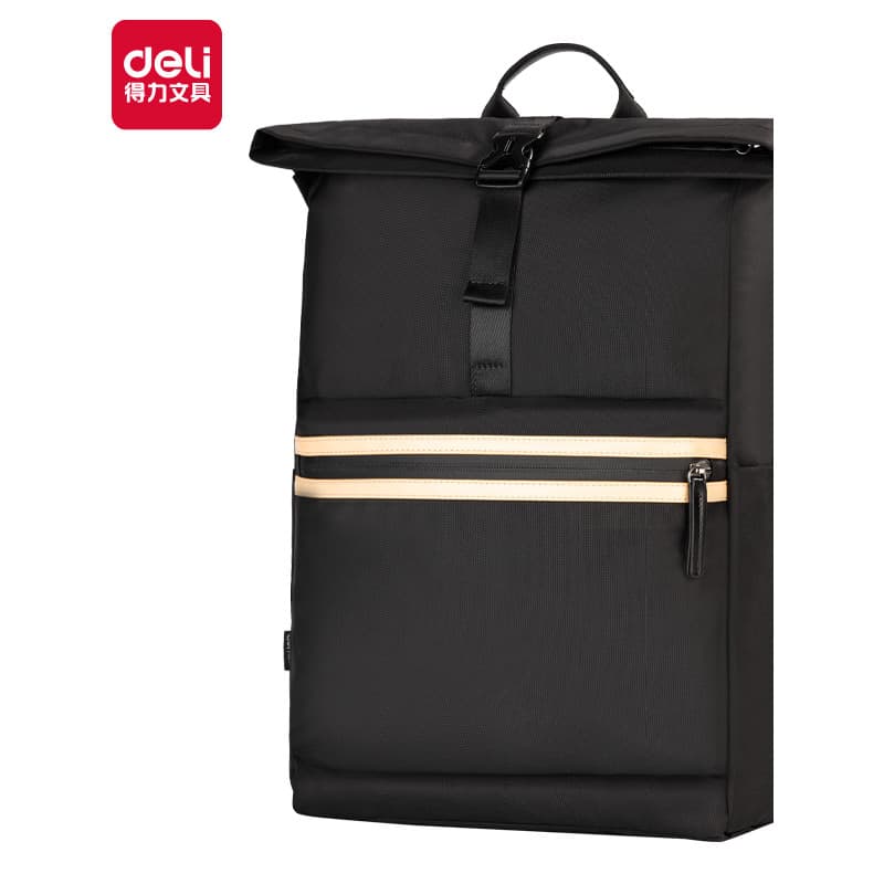 Deli BG119 Fashion Roll Top Color Matching Roll Top Mochila Casual (Preta) (Pcs)