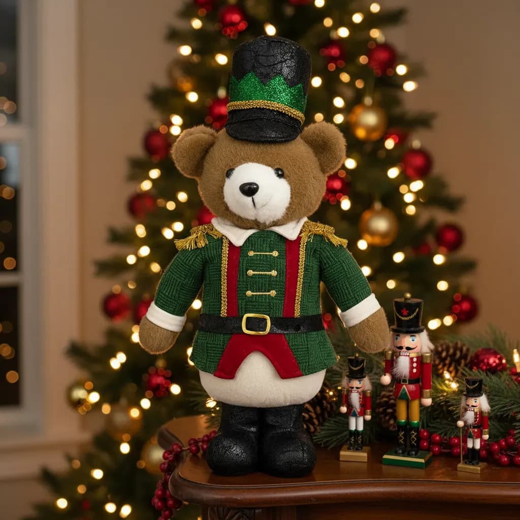 Urso Quebra-nozes Natal Pelúcia 43cm Verde Vermelho