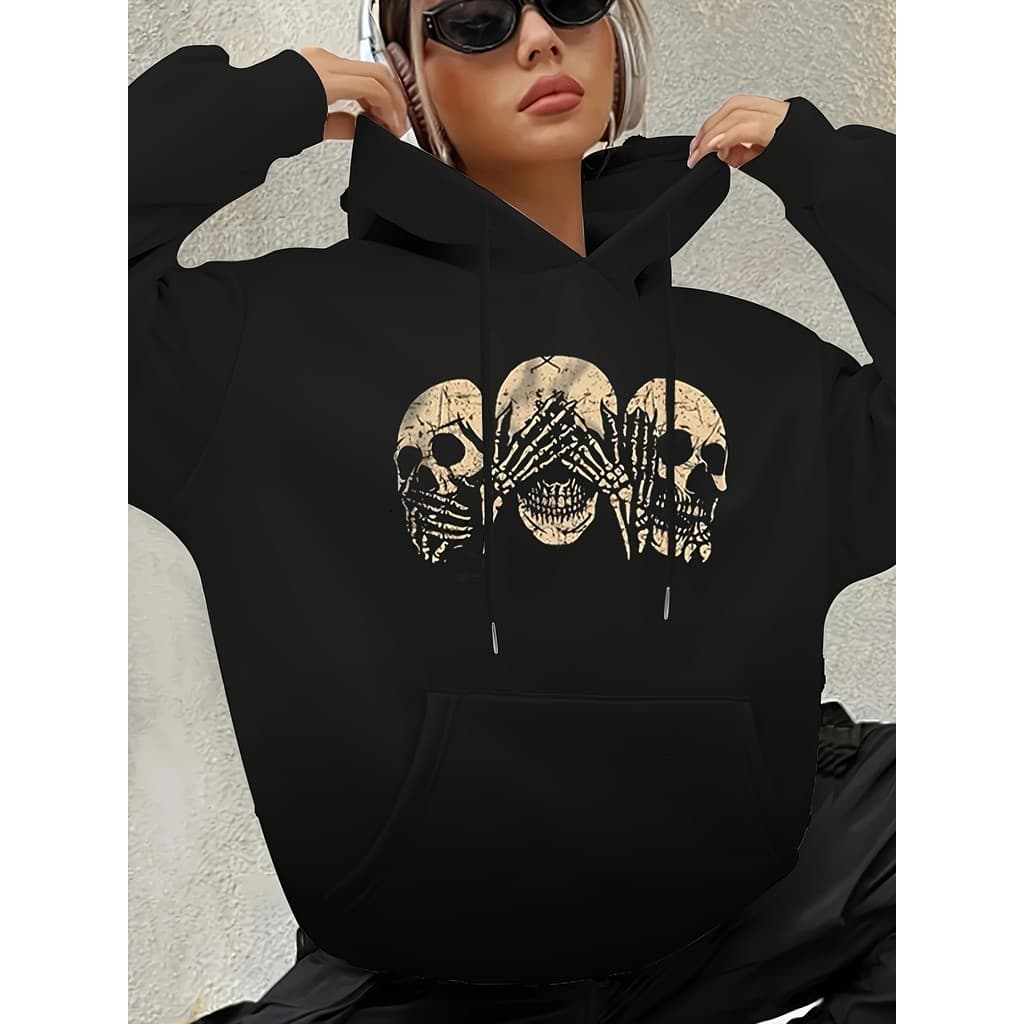 Moletom com Capuz Feminino DTF Caveiras Blusa de Frio Premiun