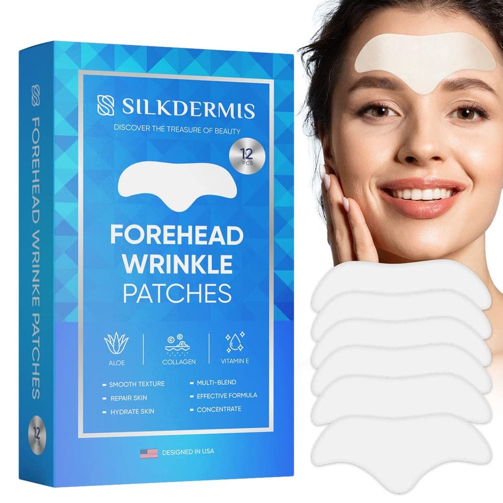 Patches para Rugas na Testa SILKDERMIS 12 Peças com Aloe, Colágeno, Vitamina E, Patches Antirrugas, Tratamento para Ruga