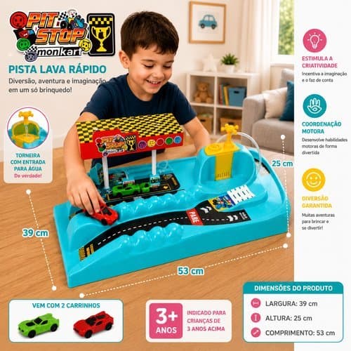 Pista Infantil Turma Da Monica Posto Gasolina Lava Rapido Brinquedo Educativo Criança