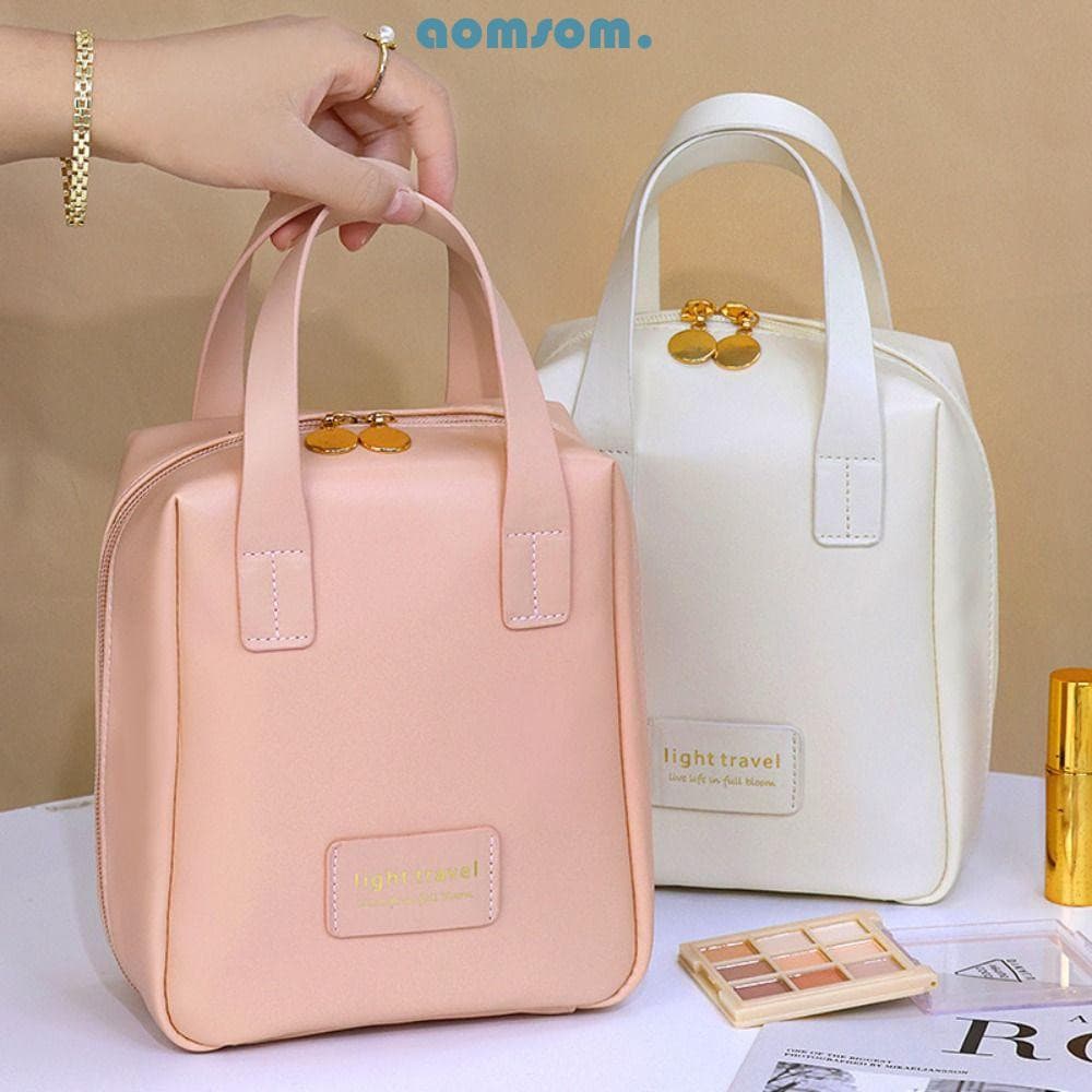 Sacos De Armazenamento AOMSOM , Bolsa Cosmética Multifuncional À Prova D'água , Ferramenta De Couro PU De Grande Capacid