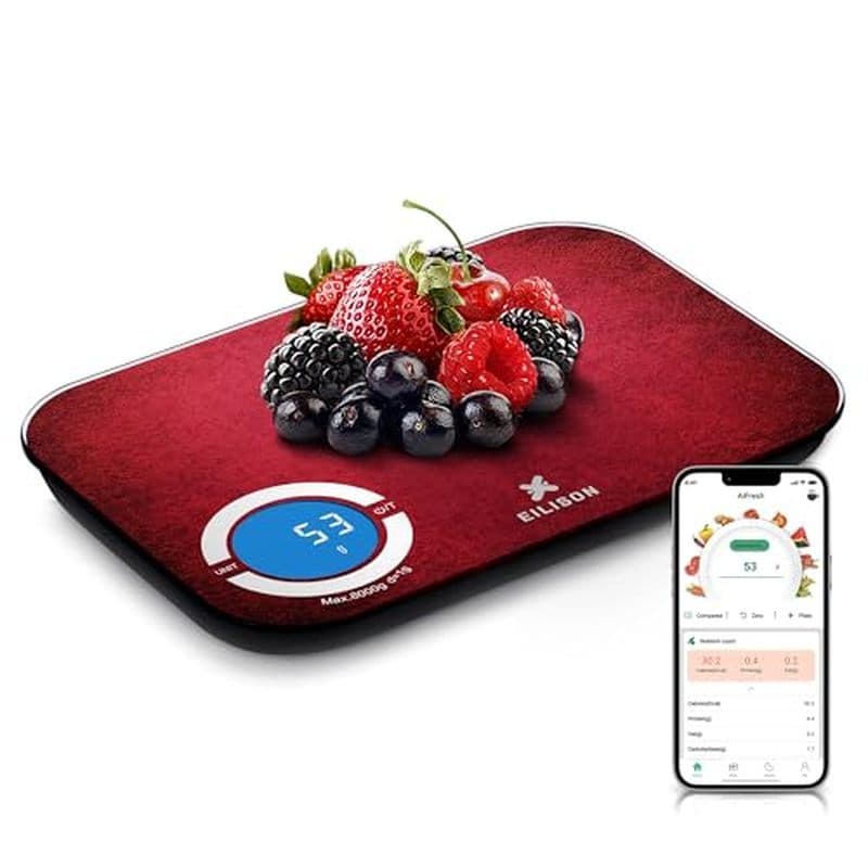 Balança De Cozinha Inteligente Eilson Com Calculadora De Nutrição , Digital De Alimentos , Tela Colorida TFT Grande , Ap