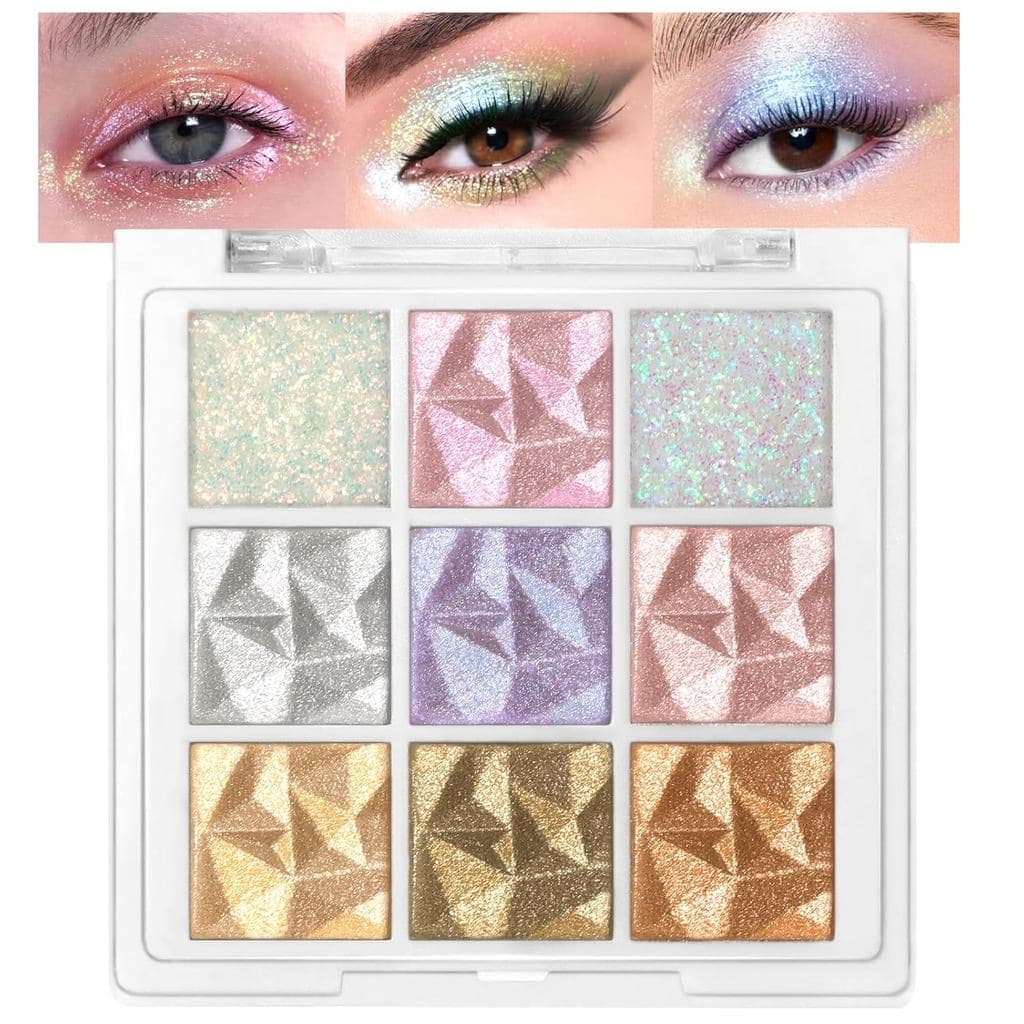 Paleta de Sombras para Olhos com Glitter HOSAILY 9 Cores, Paleta de Maquiagem para Olhos e Rosto com Brilho, Sombra de O