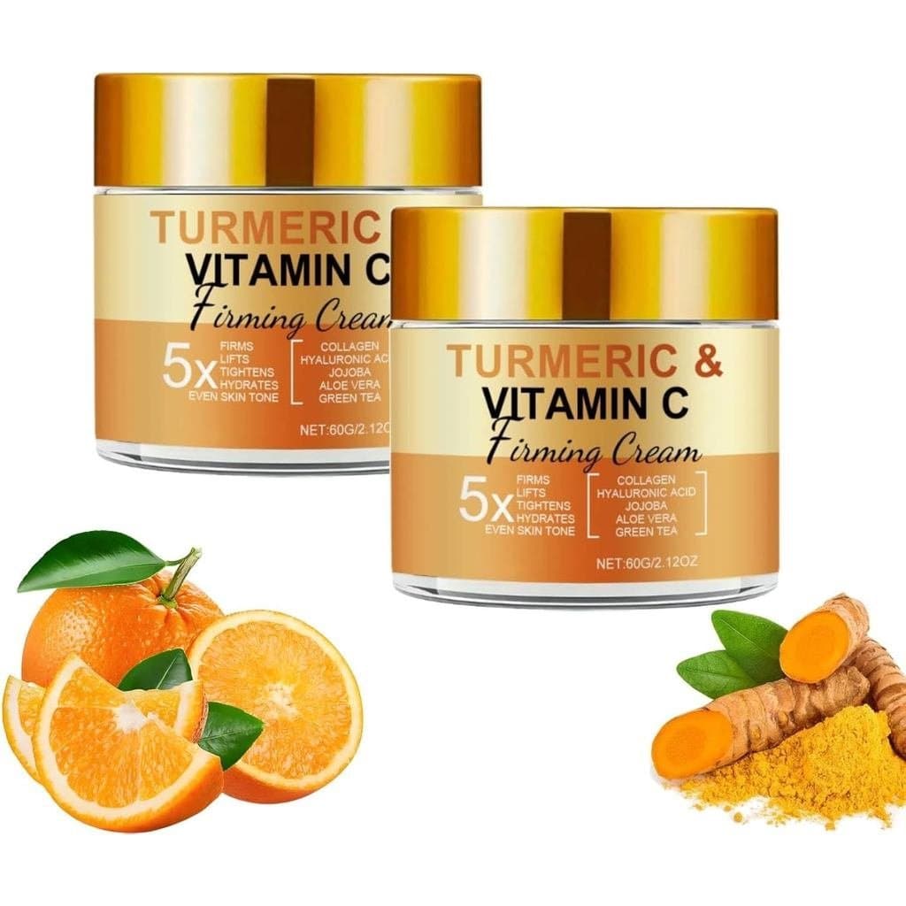 Creme Facial de Cúrcuma e Vitamina C Hidratante e Iluminador, Creme Facial AntiIdade com Colágeno, Creme Hidratante par