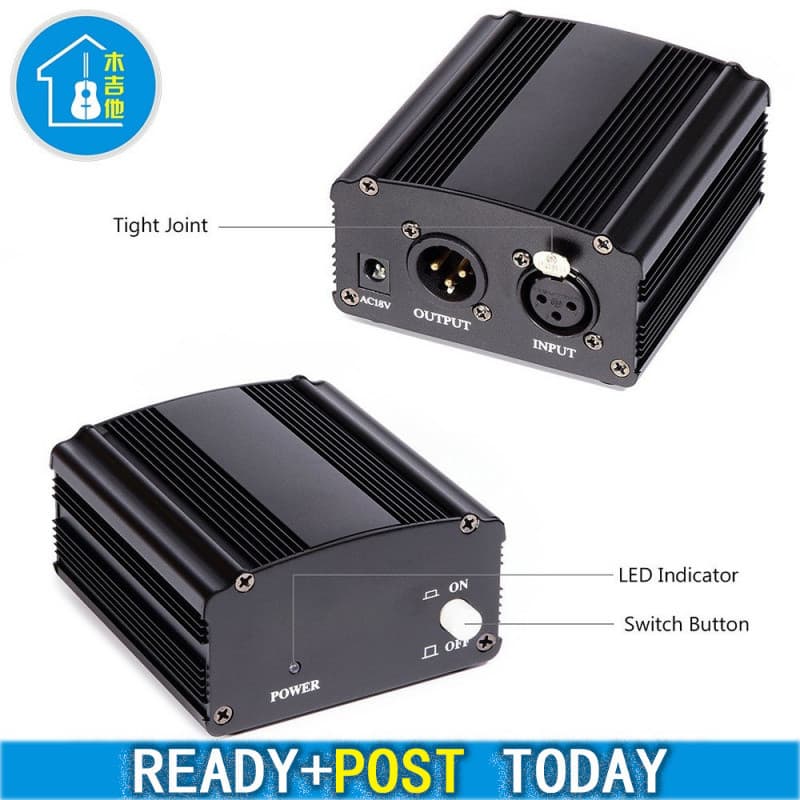 Fonte De Alimentação Phantom 48V Com Adaptador Para Microfone Condensador