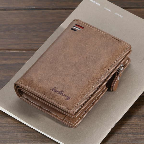 Carteira Masculina 2025 Novo Estilo Carteira Curta com Zíper para Homens Slot para Múltiplas Cartões Moda Vertical Mini