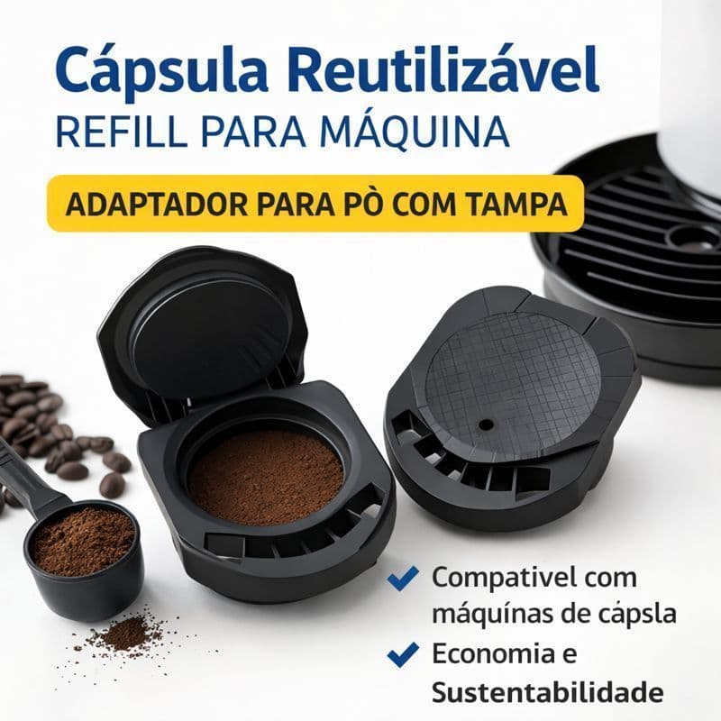 Cápsula Reutilizável Refill para Máquina de Café Dolce Gusto Adaptador para Pó com Tampa