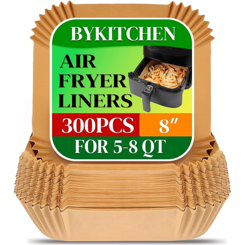 BYKITCHEN 300 unidades de forros de papel descartáveis para air fryer, compatíveis com Ninja AF141 5 QT Pro AF181 6.5QT,