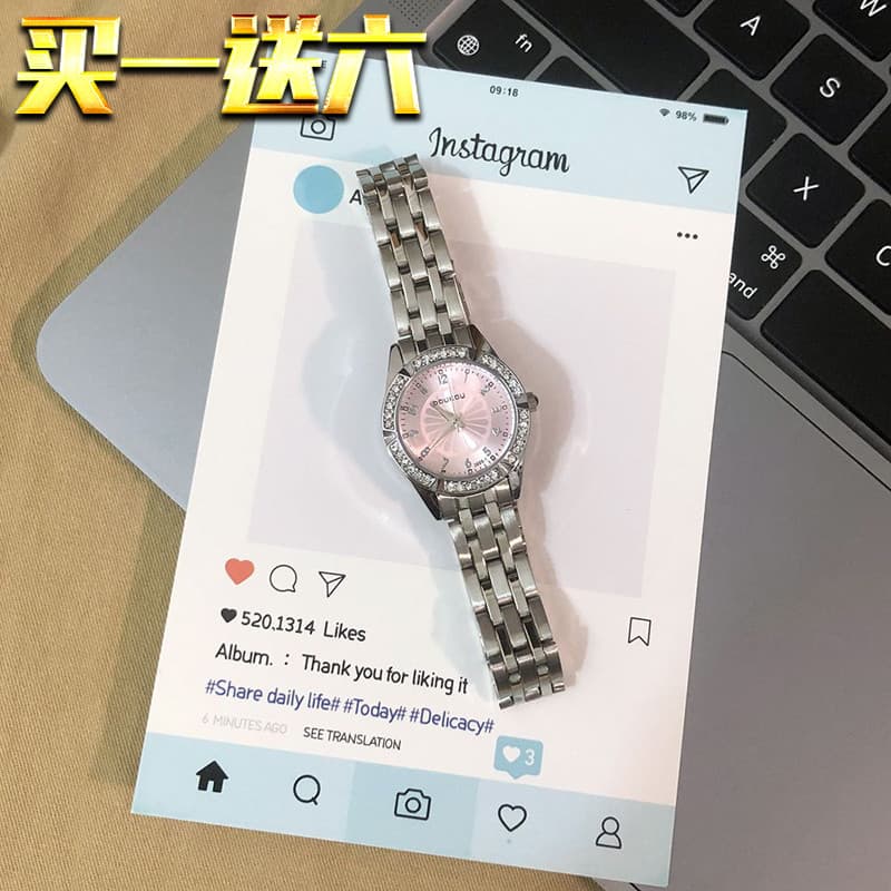 Relógio Elegante Formal Rosé Ouro Relógio Feminino Quartz Relógio mecânico feminino relógio de quartzo estudante nicho D