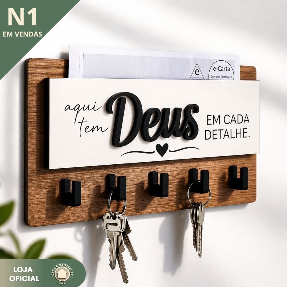 Organizador Chaveiro Porta Chaves Cartas Decorativo Parede Fácil Instalação