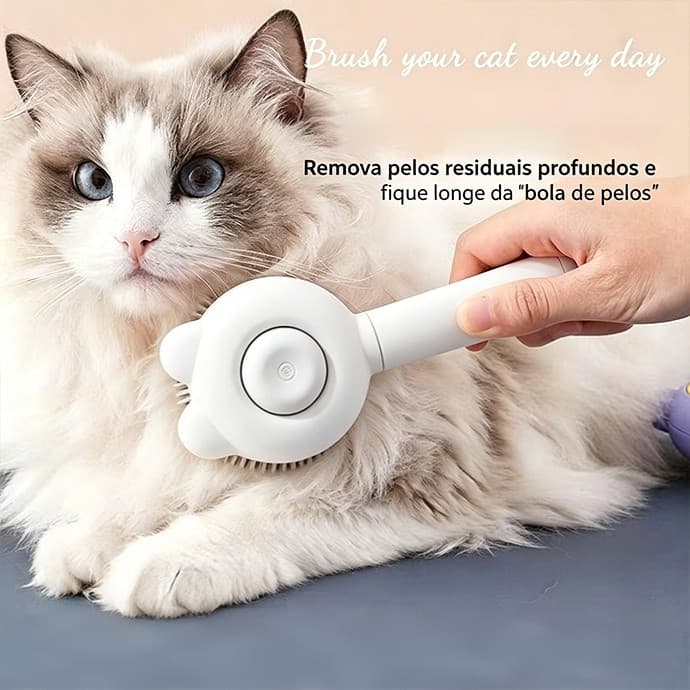 Pente Massageador Automático para Remover Pelos Soltos de Gatos e Cães, Limpeza em Um Toque