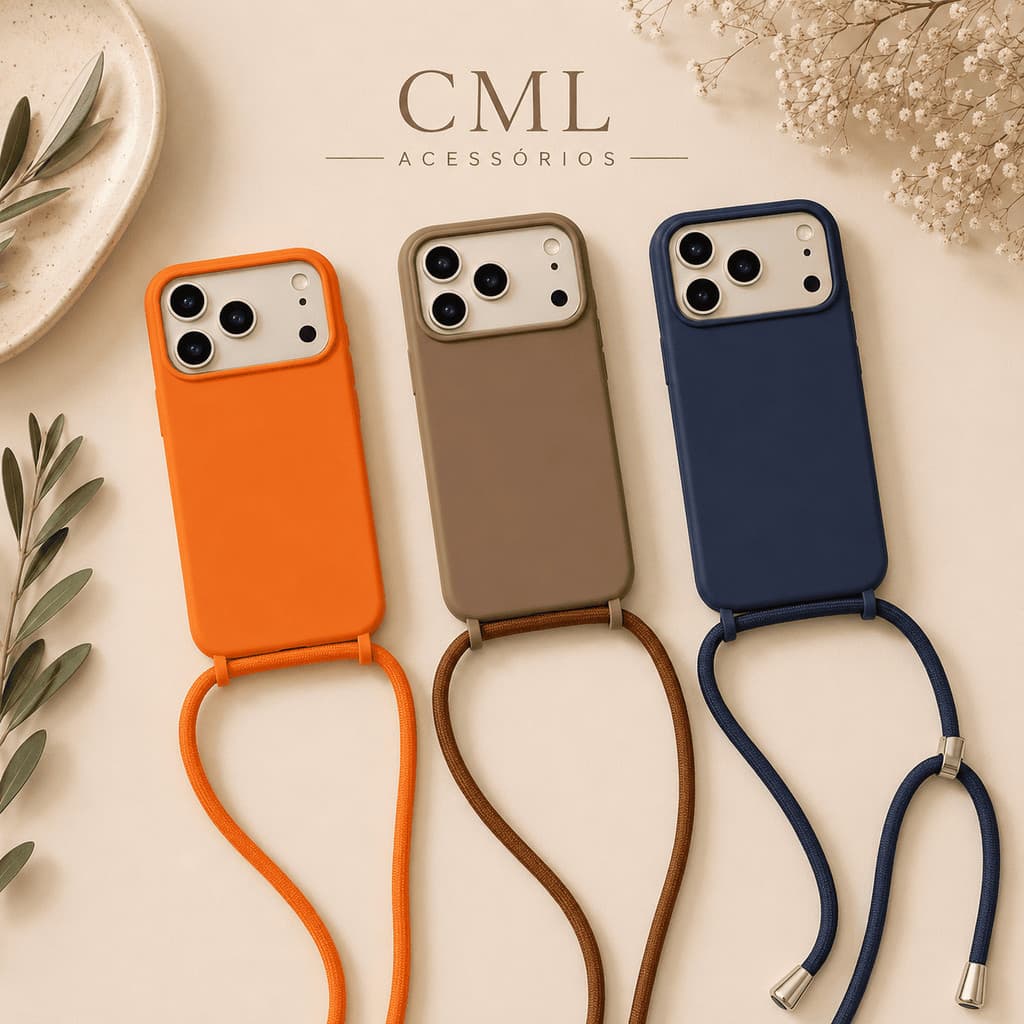 Capa com Cordão Crossbody para IP 11-17 Anti Queda