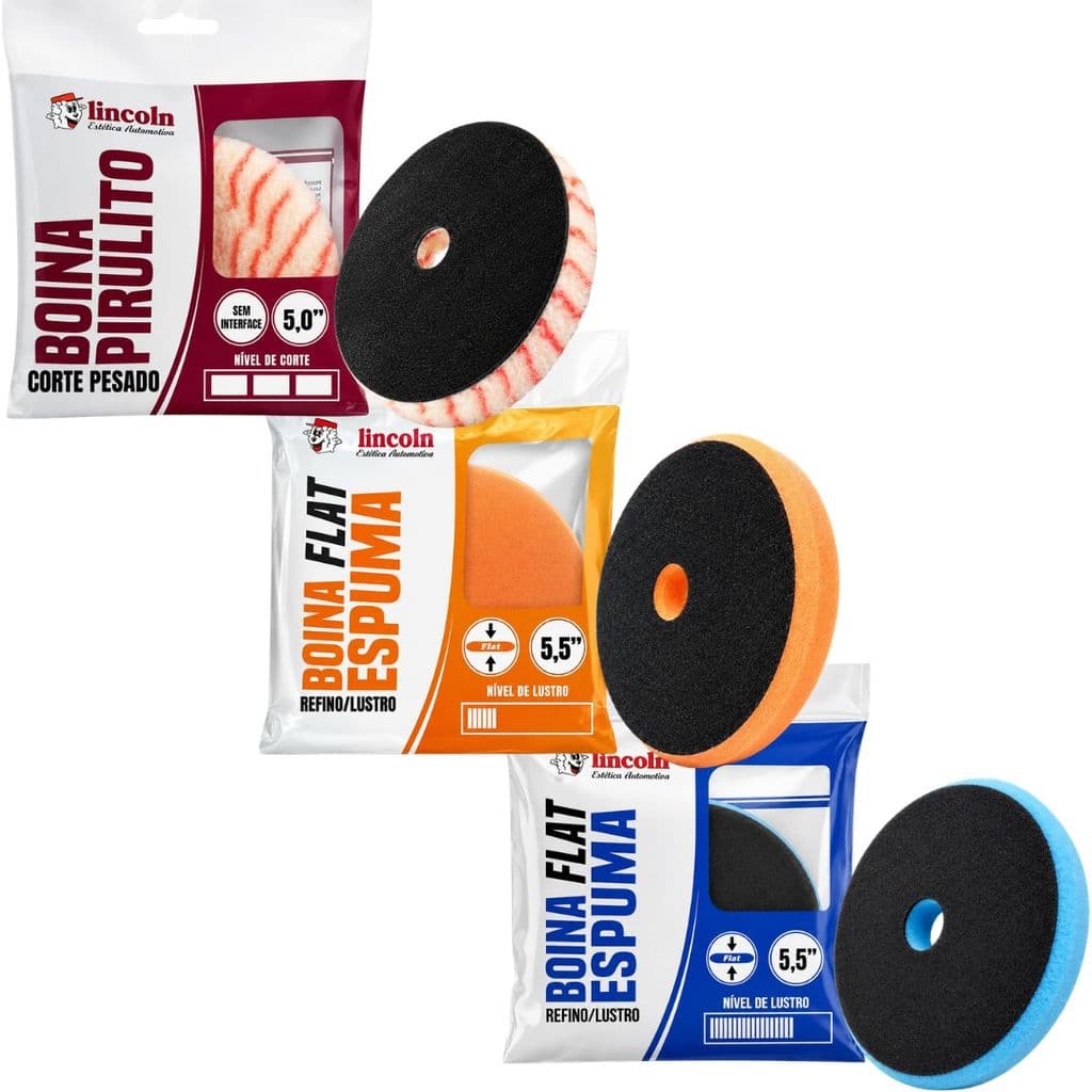 Kit 3 Boinas Polimento Lincoln Corte Pesado Refino e Lustro