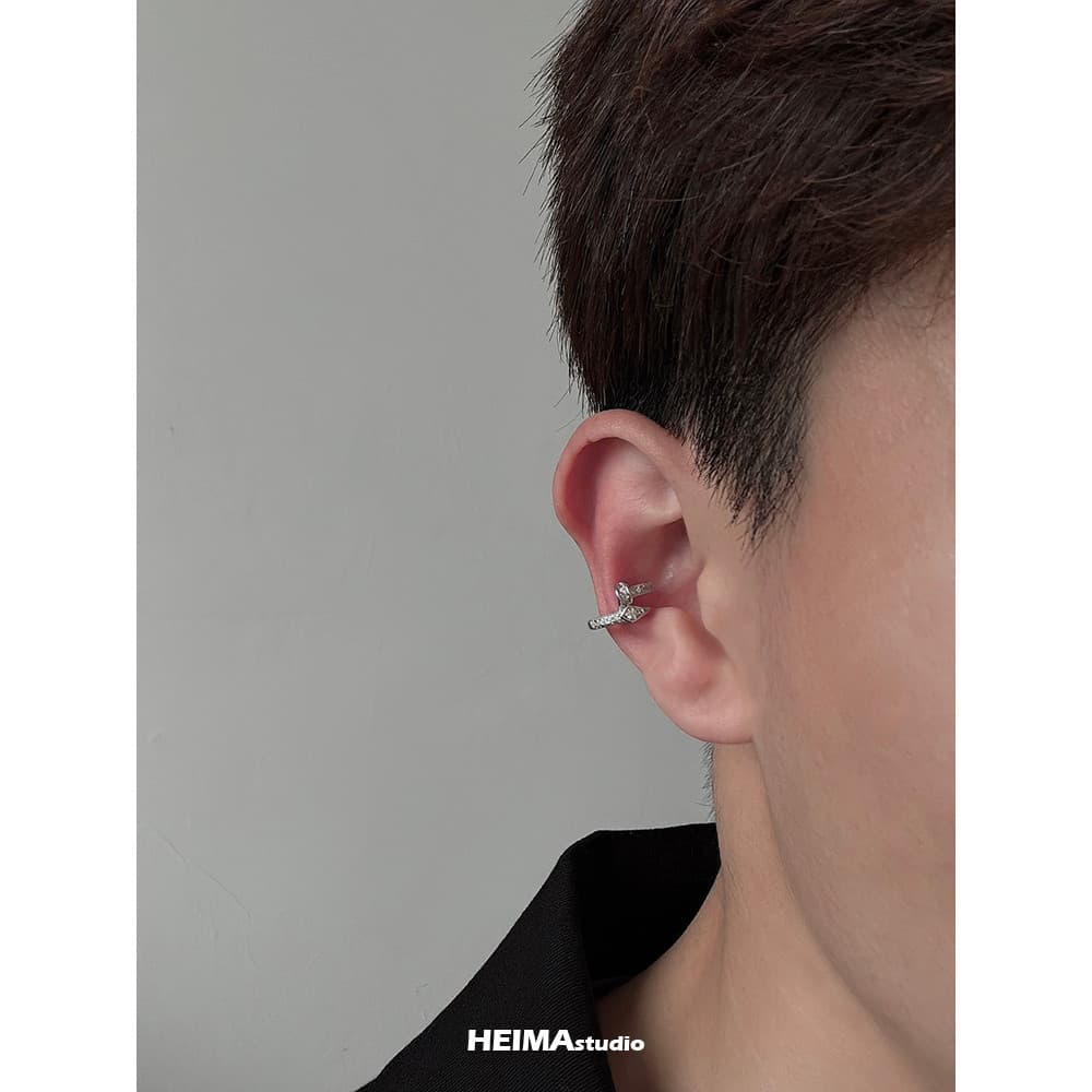 Brinco Pendente Brinco Feminino Brinco Argola Grande Clipe de osso de orelha de unha cravejado de diamante masculino fem