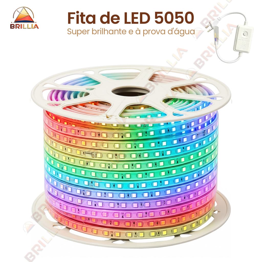 Mangueira LED RGB 5050 Impermeável IP65 Com Controle 110V 220V Jardim Fachada Festa 1-8m