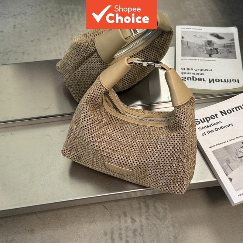 Bolsa tiracolo de ombro de malha cáqui | Bolsa mini de estilo de férias com detalhe em PU