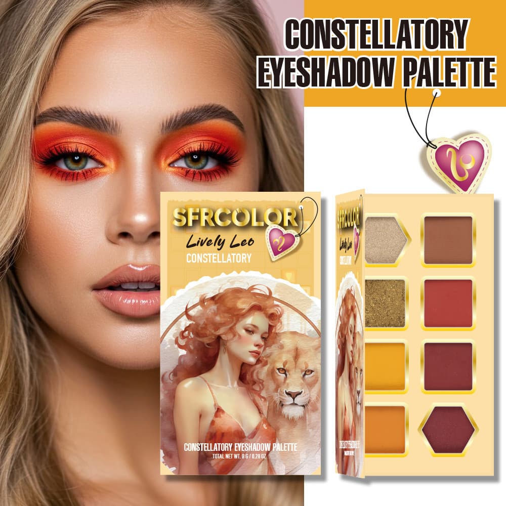 Paleta de Sombras s.f.r Leo com 8 Cores, Textura Perolada e Matte, Maquiagem Diária para os Olhos de Longa Duração