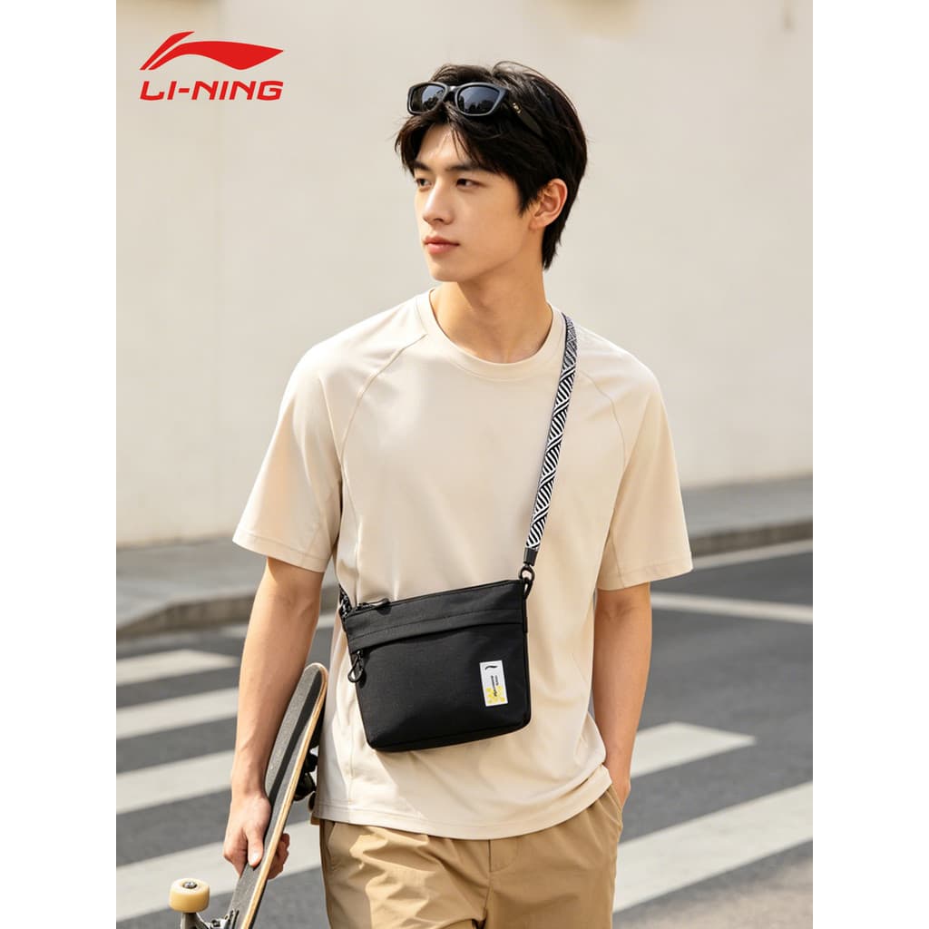 Li Ning bolsa de ombro masculina 2026 novo estilo esportes ao ar livre lazer portátil saco feminino diário Commuter leve