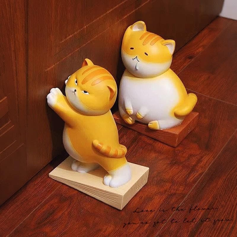 Rolha de porta de gato de desenho animado, rolha de porta criativa, sem perfuração, à prova de vento, dispositivo de por