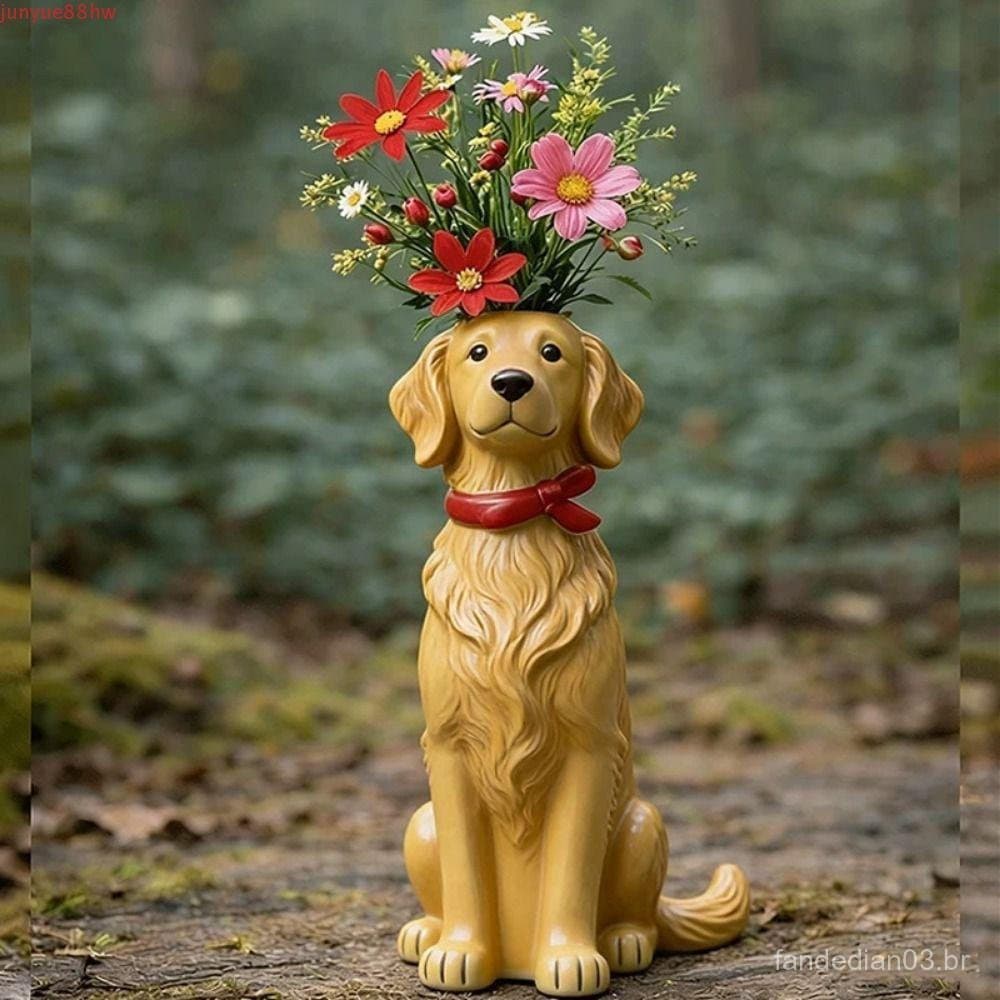 JUNYUE Plantador De Cachorro , Vaso De Resina Artesanal , Animal Fofo Caprichoso Exclusivo Estátua Decoração De Casa