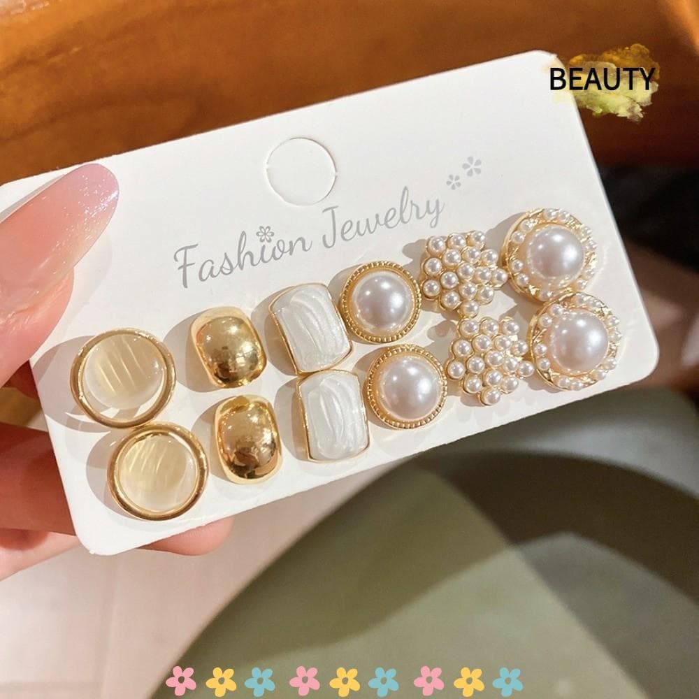 BEAUTYHOMEBR Brincos , Pequenos Simulados De Imitação Quadrados Redondos
