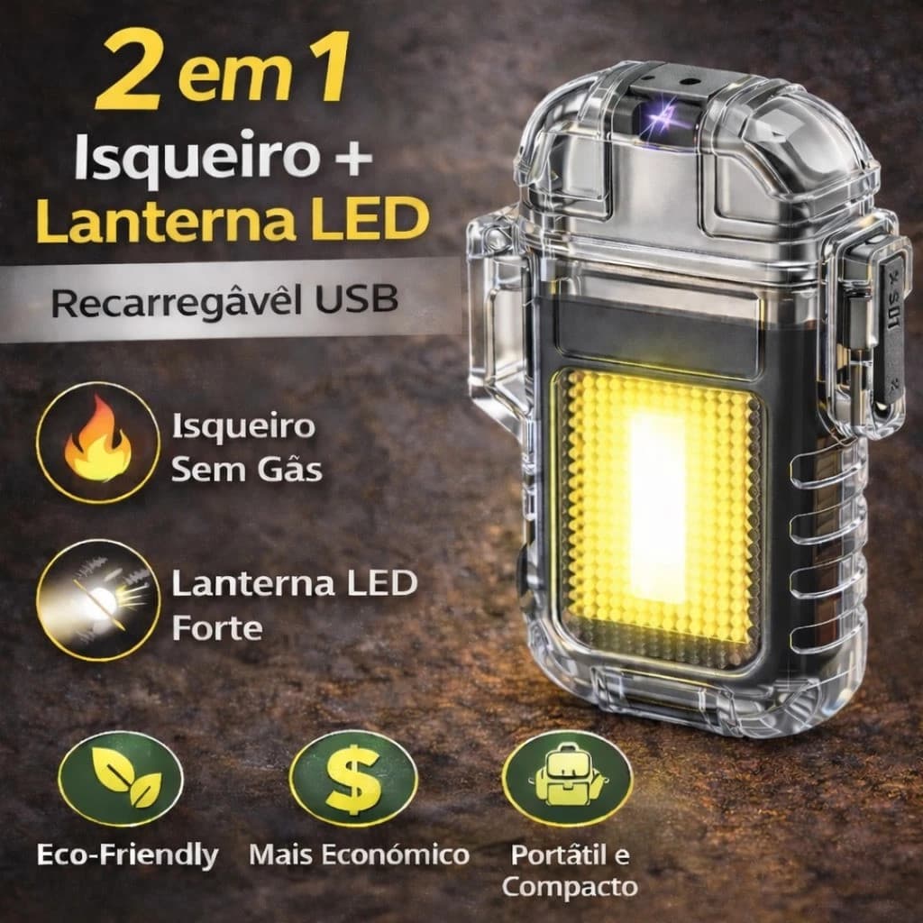 Kit 1/2/3/4 Isqueiros Plasma WJ Premium | Acendimento Instantâneo Sem Chama com LED e Corpo Resistente à Água