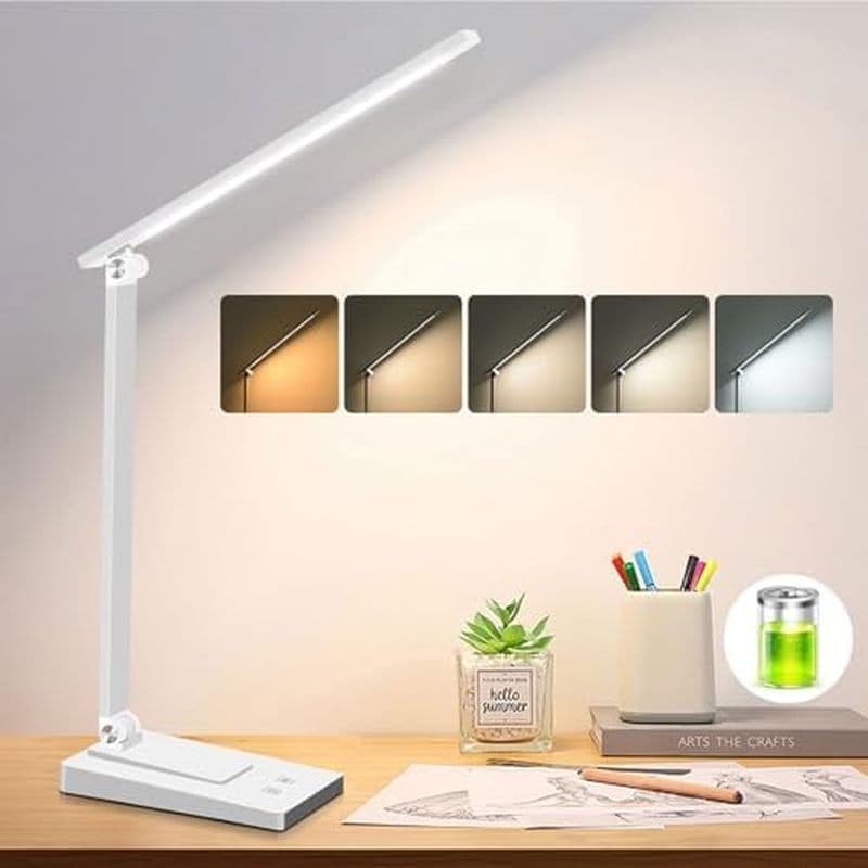Lâmpada De Mesa LED Recarregável , Abajur De Leitura De 800LM 2600mAh , 5 Modos De Cor Lâmpadas Com Toque De Brilho Cabe
