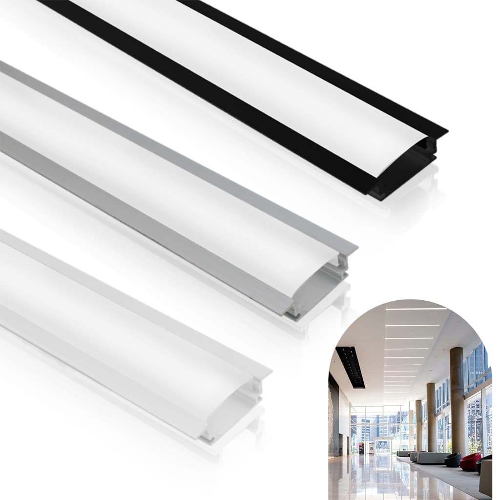 Kit 10  Perfil 1m Embutir Alumínio Slim P/ Fita Led