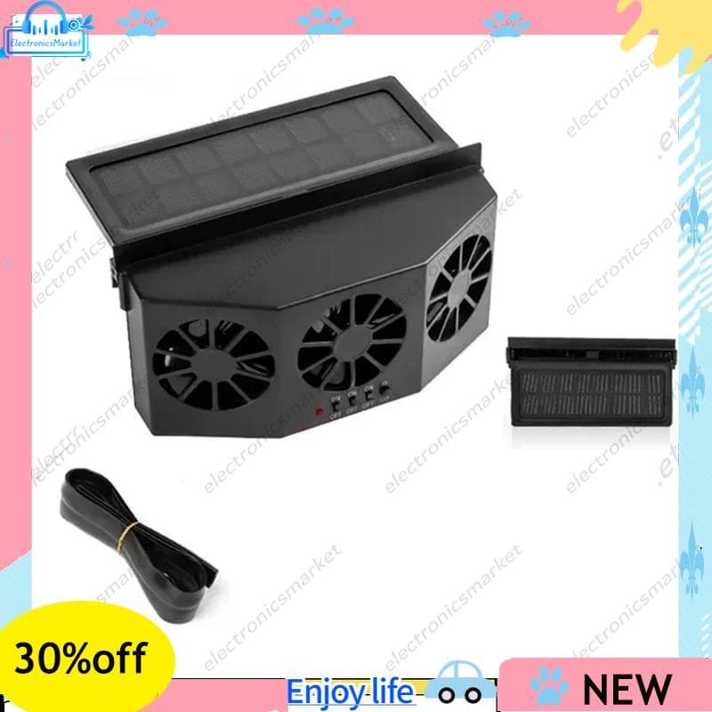 3 Cabeça Solar Ventilador De Refrigeração Do Carro Elétrico Refrigerador De Ar Carregamento Ventilação Radiador Banco Tr