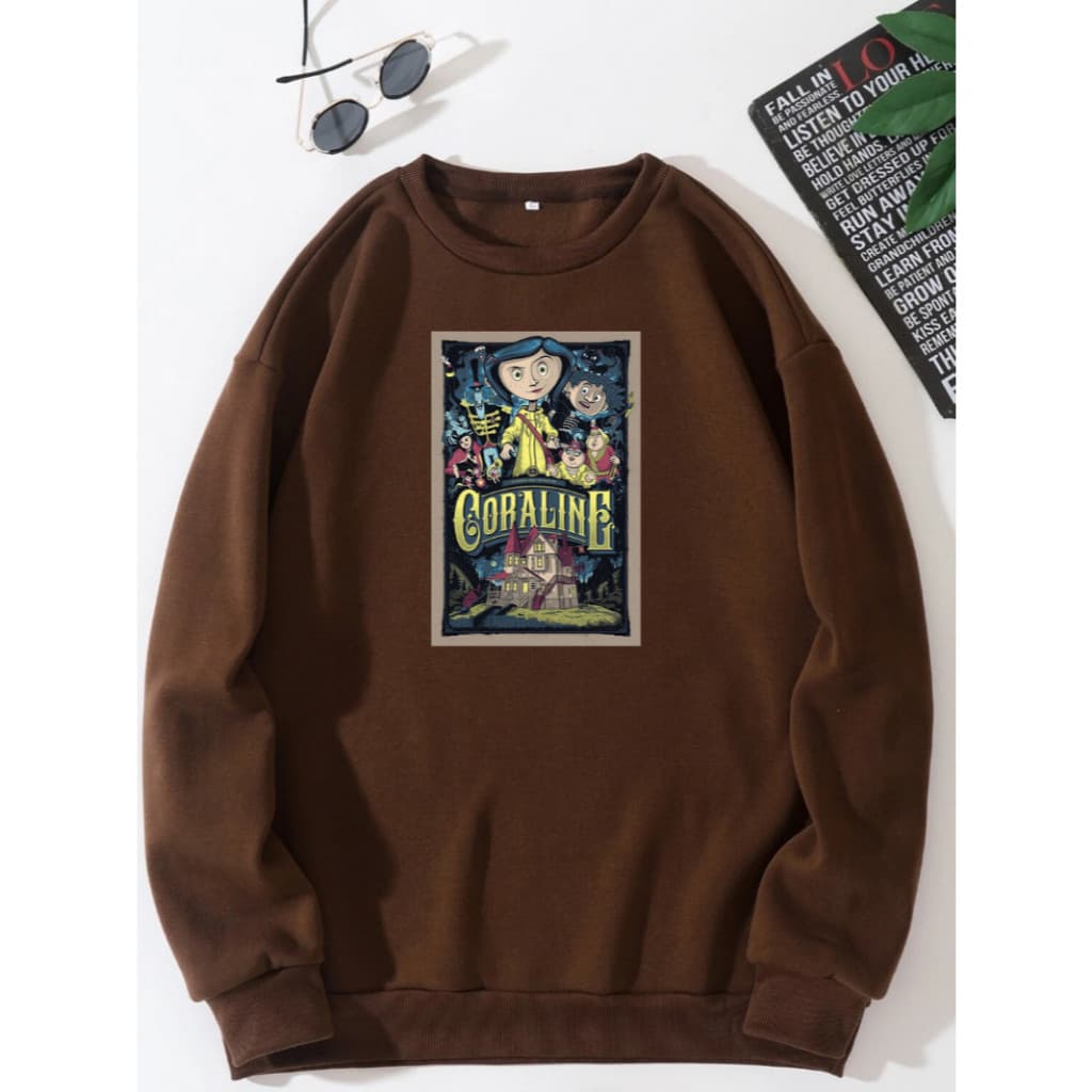 Moletom blusa de frio da Coraline e o Mundo Secreto (Coloridos) Filme Fantasia Aventura Inverno Feminino Promoção