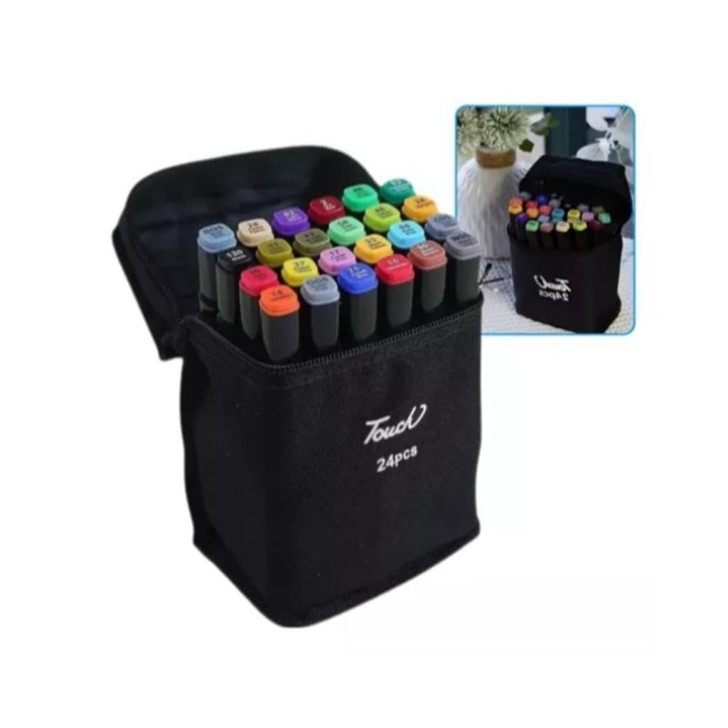 Conjunto De Canetinhas Ponta Dupla Permanente 24 Unidades Cores Para Colorir. - LOJA 10