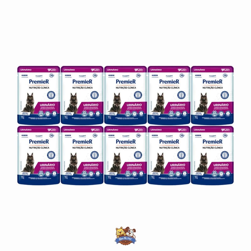 Kit c/10 Sachês Premier Nutrição Clínica Gatos Urinário 70g