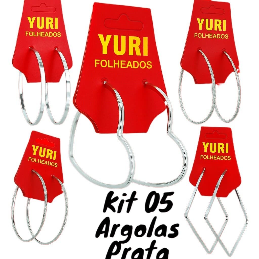 Conjunto 5 Pares de Argolas Variadas – Banhado a Prata 925 + Garantia